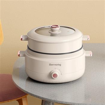 Bermaning英國(guó)Bermaning電火鍋BM-H05家用電鍋煎炒蒸煮鍋多功能涮煮一體電熱火鍋 