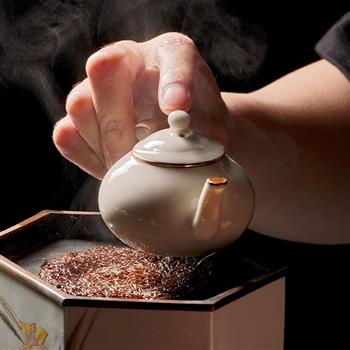 學古|金線孟臣壺 陶瓷壺紫銅包邊梨形壺工夫茶器