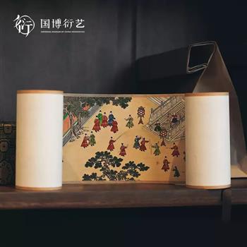 中國國家博物館迷你復刻卷軸掛畫玄關豎版茶室山水字畫背景墻裝飾