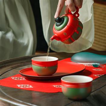 萬(wàn)仟堂（Edenus）茶具套裝 陶瓷功夫茶具高檔伴手禮泡茶套裝帶茶盤