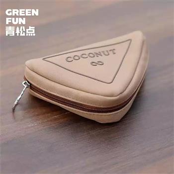 青松點環(huán)保設計椰子殼材質耳機保護套小巧小包大容量便攜百搭隨身零錢包耳機收納包