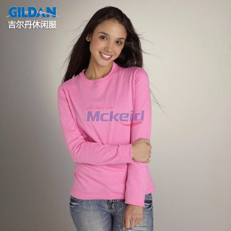吉爾丹GILDAN76400L女款純棉純色長袖圓領(lǐng)T恤打底衫