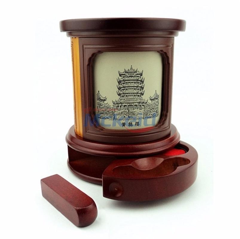 轉(zhuǎn)好運筆筒|帶印章版轉(zhuǎn)好運旋轉(zhuǎn)筆筒|創(chuàng)意禮品筆筒|木質(zhì)商務(wù)禮品