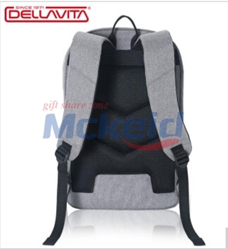 Dellavita德拉瑋特新品雙肩包商務(wù)休閑背包潮流書包電腦包 淺灰色