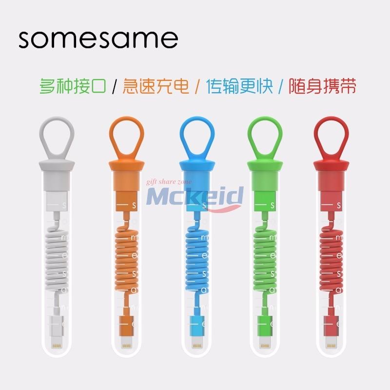 彈簧1m米充電數(shù)據(jù)線器手機(jī)iphone蘋(píng)果6s7Plus安卓ipd彩色收納