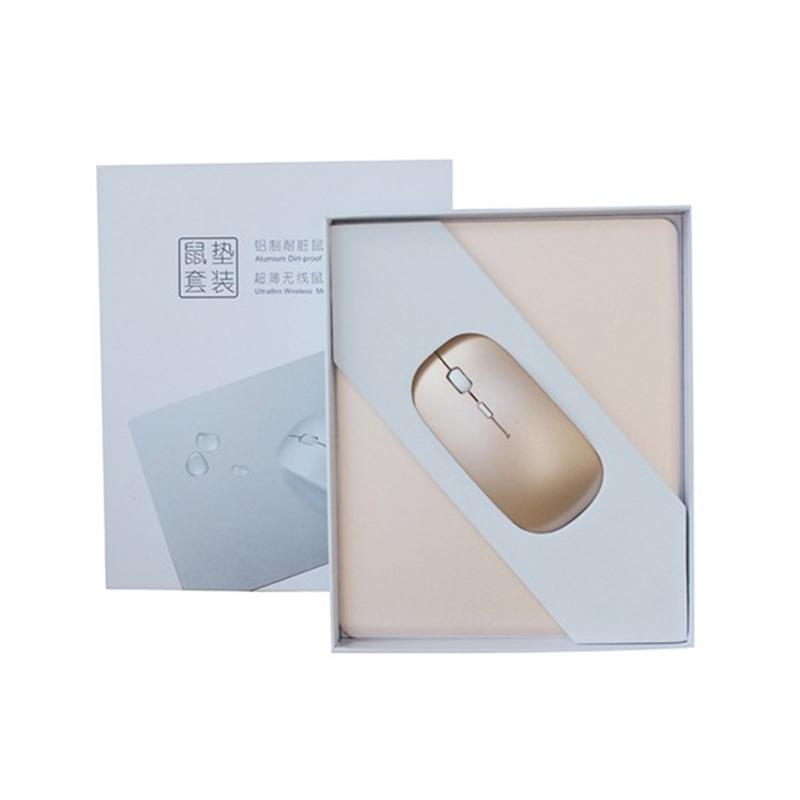 新款鋁合金耐臟鼠標墊無線超薄鼠標商務(wù)獨特包裝禮品套裝定制
