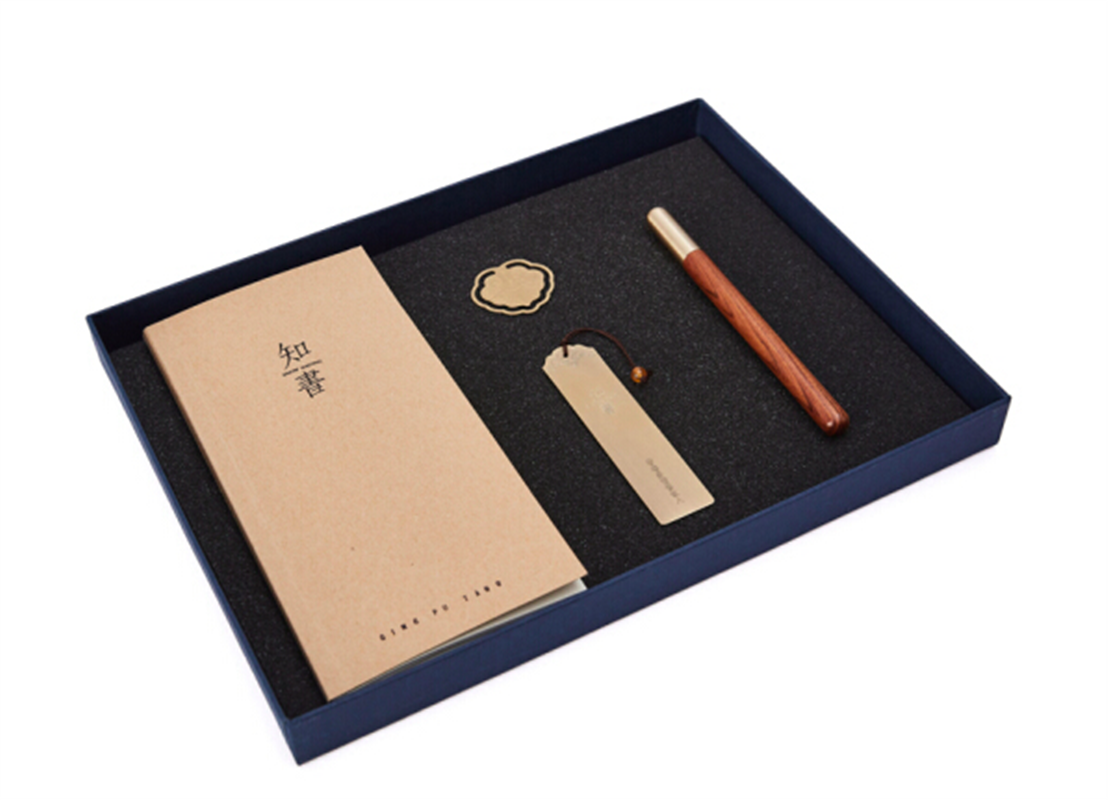 清樸堂 知書4件套裝禮盒 實木筆創(chuàng)意刻字禮品辦公禮物簽字筆定制純銅書簽