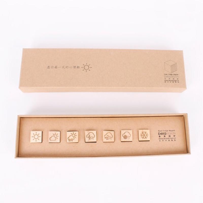 本來設計天氣冰箱吸創(chuàng)意木質(zhì)酒店商務定制禮品生日禮物女原木磁貼