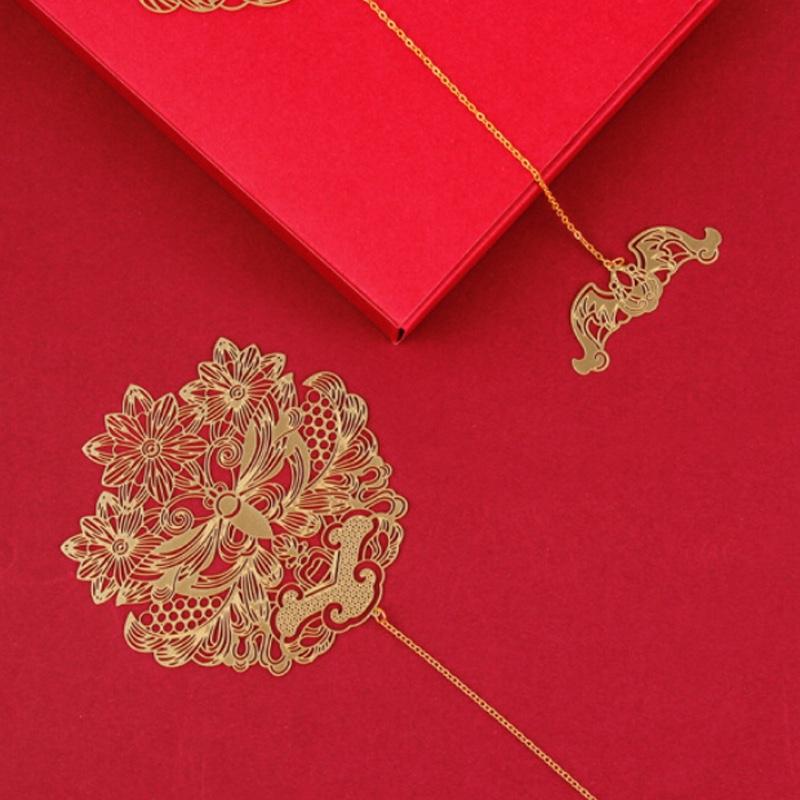 故宮 萬?；⒔饘贂?銅制書簽 創(chuàng)意中國風(fēng)書夾禮品禮物 萬?；⒔饘贂?如意