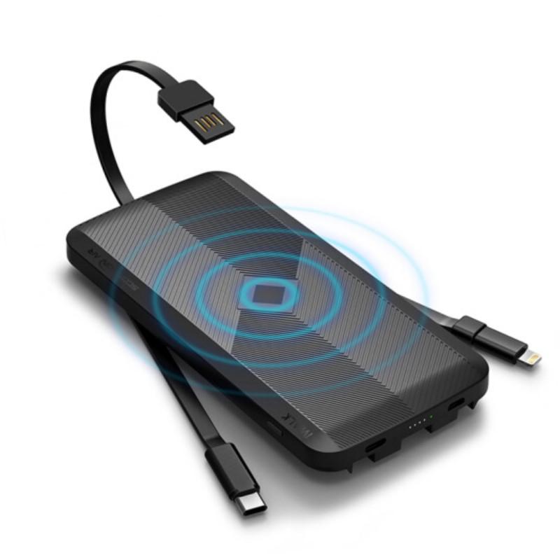 愛沃可（iWALK）無線充電寶快充便攜移動(dòng)電源自帶線iPhone X/8/7三星華為小米type-c 黑色 