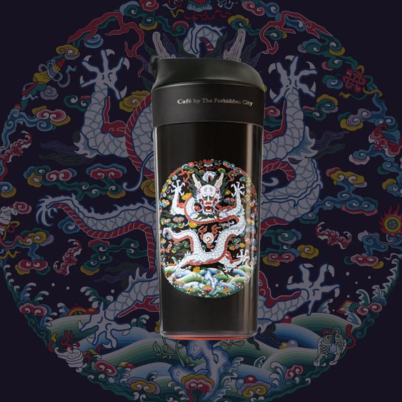 故宮角樓咖啡宮廷隨行杯石青團(tuán)紋云龍隨手杯便攜隔熱創(chuàng)意水杯禮物
