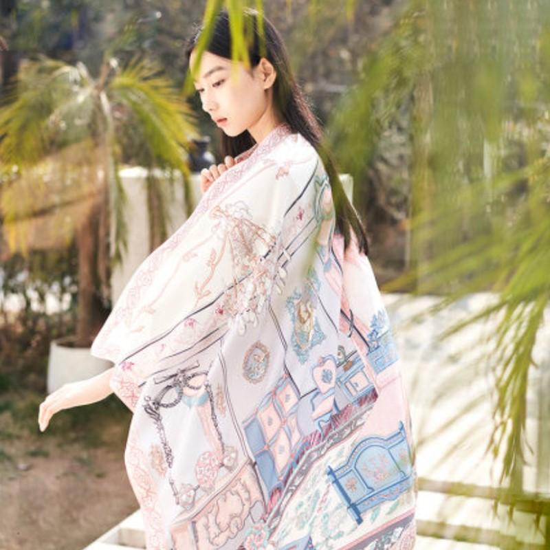 萬事利春夏新品真絲絲巾雙面印花絲巾女時尚百搭大方巾 安妮公主