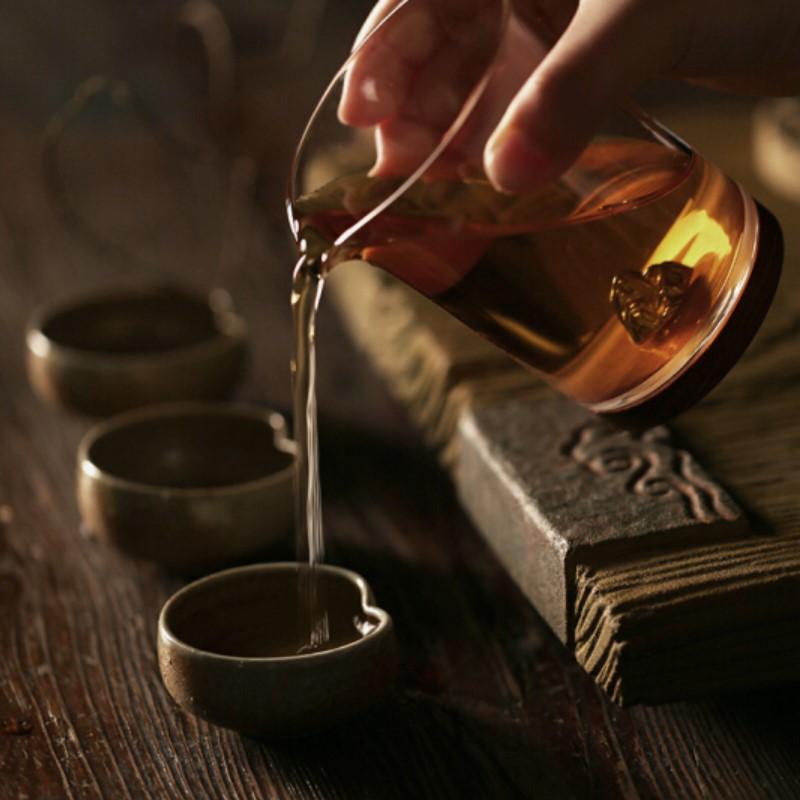 不覺堂木璃公道杯臺灣耐高溫純手工內(nèi)設(shè)銀飾茶道配件透明玻璃日式分茶器整套茶具 鉑山 竹風 
