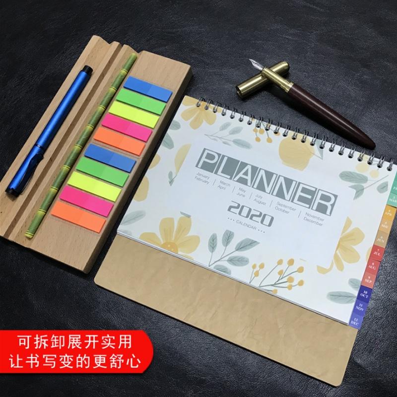 月歷環(huán)保便簽筆架裝飾臺木質(zhì)多功能收納臺便簽臺彩色便簽盒