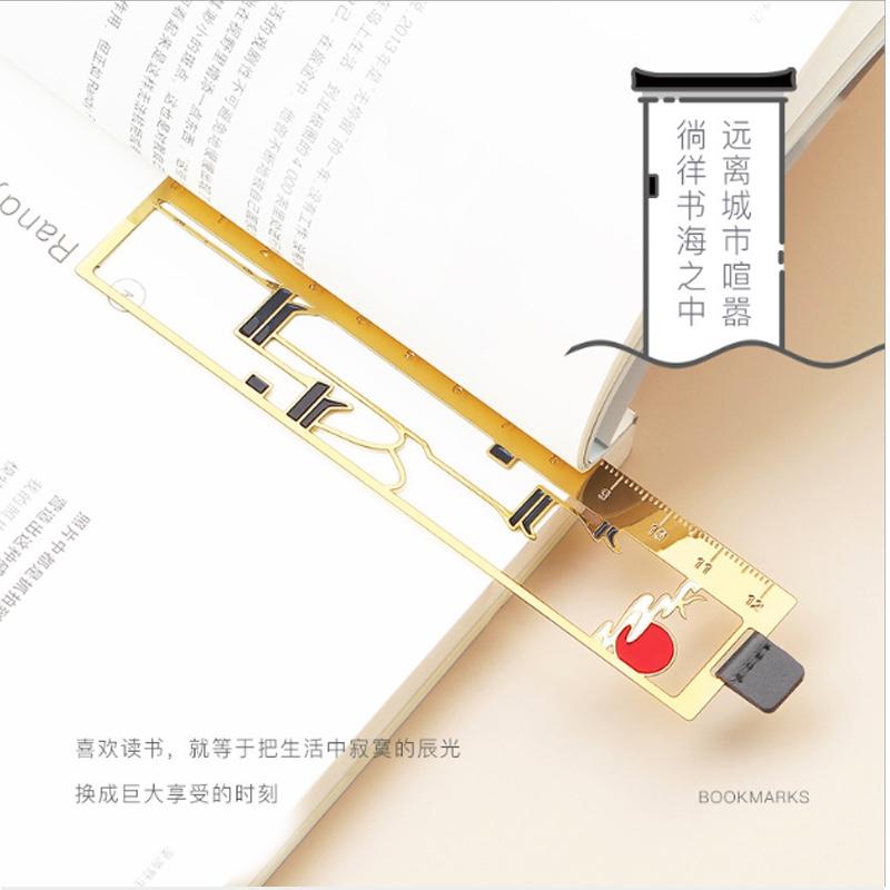金屬書簽文藝小禮品古風(fēng)徽派建筑文藝小清新直尺子學(xué)生創(chuàng)意紀念品