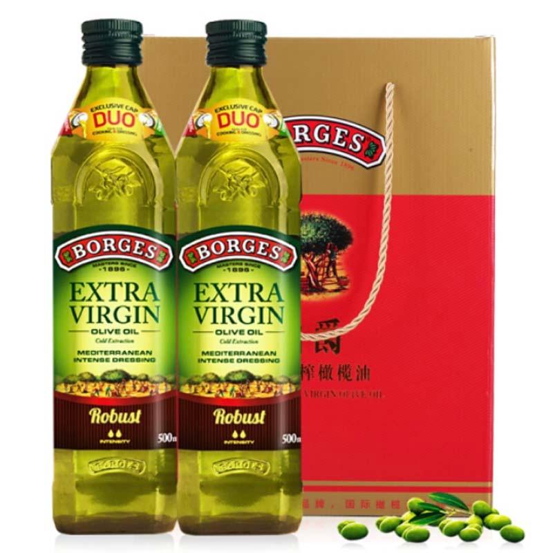 伯爵（BORGES）特級初榨橄欖油500ml*2瓶 西班牙原裝進(jìn)口食用油 公司團(tuán)購禮盒