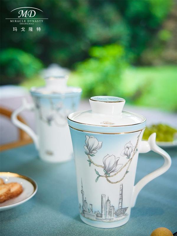 玉蘭花開(kāi)三件套濾茶杯