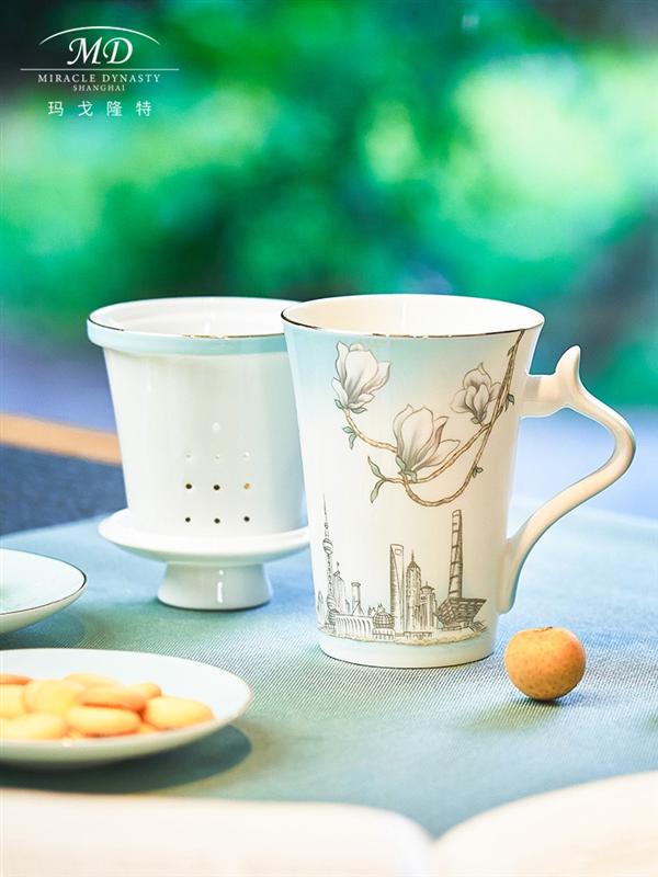 玉蘭花開(kāi)三件套濾茶杯