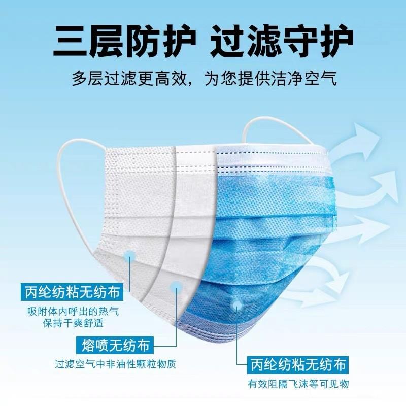 青島海氏海諾海脈一次性口罩袋裝獨立包裝熔噴口罩成人10個sask