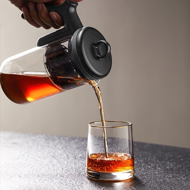 鳴盞飄逸杯泡茶壺全玻璃內(nèi)膽大容量茶水分離過(guò)濾可拆洗茶具飄逸壺