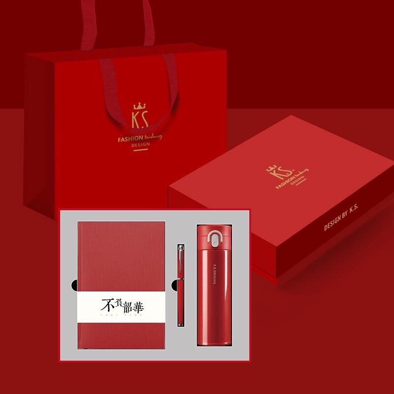 K.S.不負韶華商務(wù)套裝/高端定制禮 304不銹鋼加厚真空保溫杯