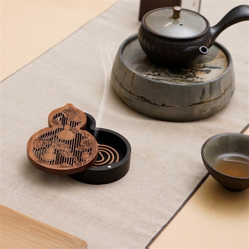 唯詩(shī)有福氣香器香薰盒家用室內(nèi)禪意擺件中式盤香爐新年創(chuàng)意禮物