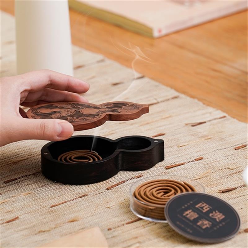 唯詩(shī)有福氣香器香薰盒家用室內(nèi)禪意擺件中式盤香爐新年創(chuàng)意禮物