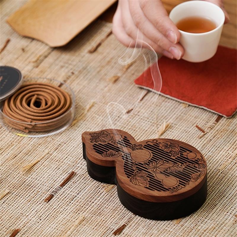 唯詩(shī)有福氣香器香薰盒家用室內(nèi)禪意擺件中式盤香爐新年創(chuàng)意禮物