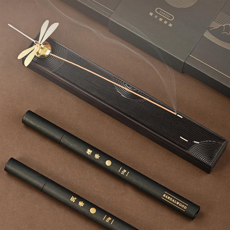 唯詩(shī)|枯山水 檀木熏香器儲(chǔ)香盒茶道香薰?fàn)t線香香插臥香爐創(chuàng)意禮品