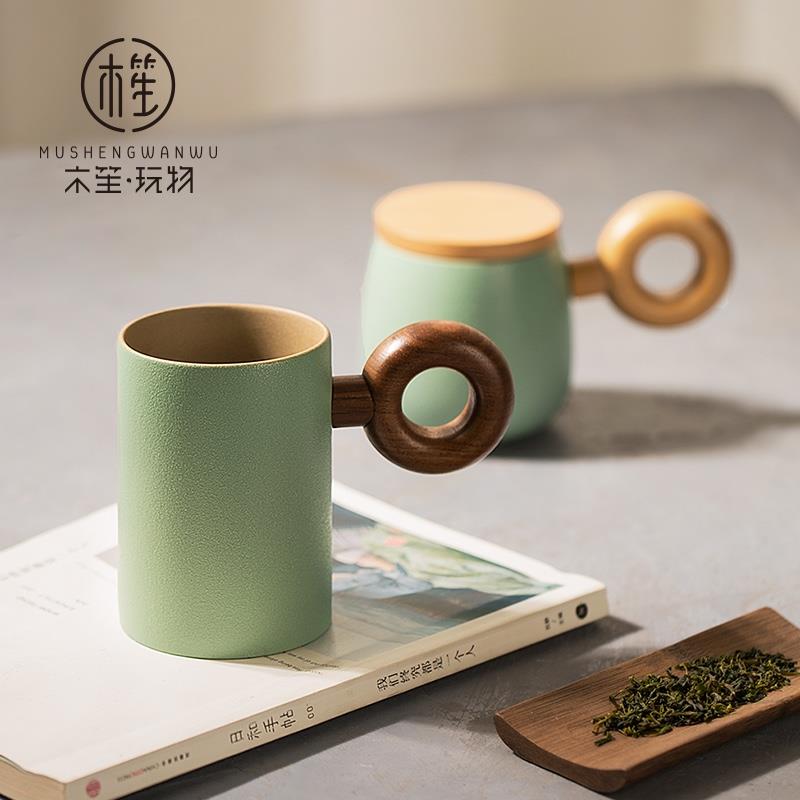 木笙玩物創(chuàng)意日式馬克杯帶蓋水杯設(shè)計感小眾大容量陶瓷咖啡杯子