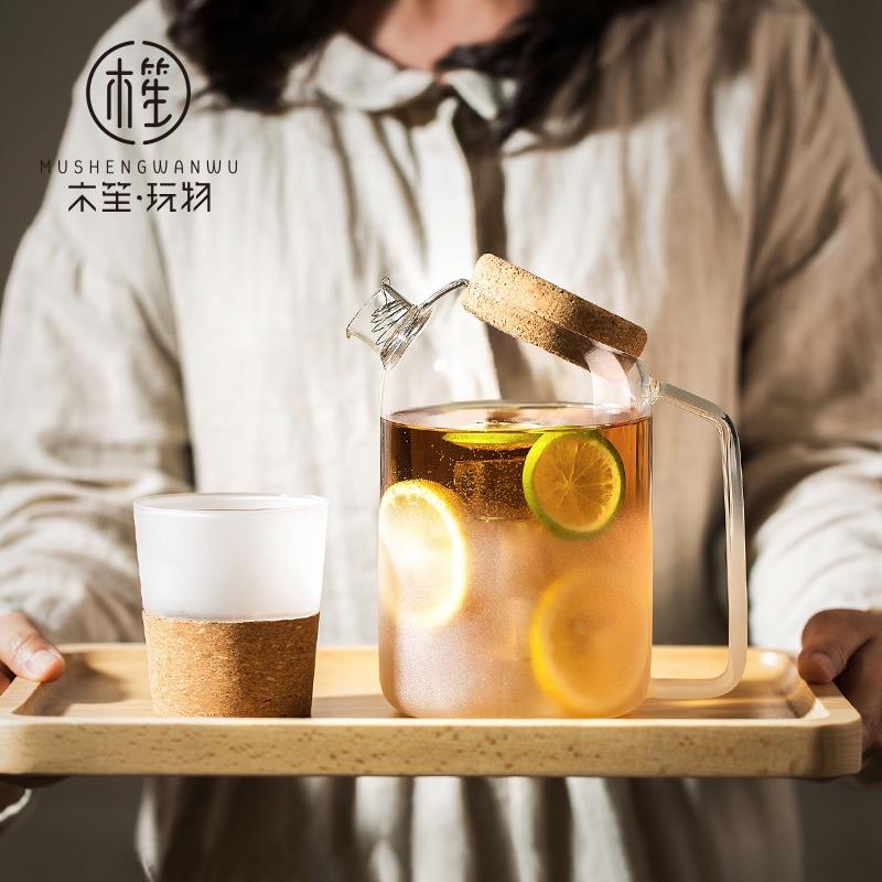木笙玩物玻璃涼水壺套裝家用泡茶壺創(chuàng)意磨砂耐高溫冷水壺簡(jiǎn)約日式