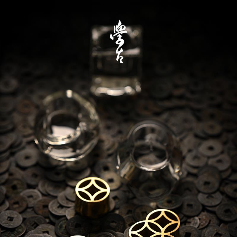 學古|花小錢 中式水晶花器花瓶插花藝純銅劍山禮盒新年婚慶送禮