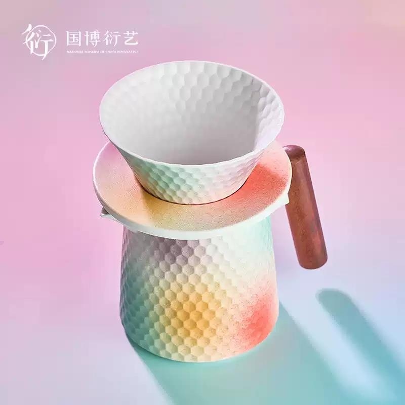 中國國家博物館桃花洞釉手沖咖啡壺套裝創(chuàng)意家用小型咖啡器具套裝