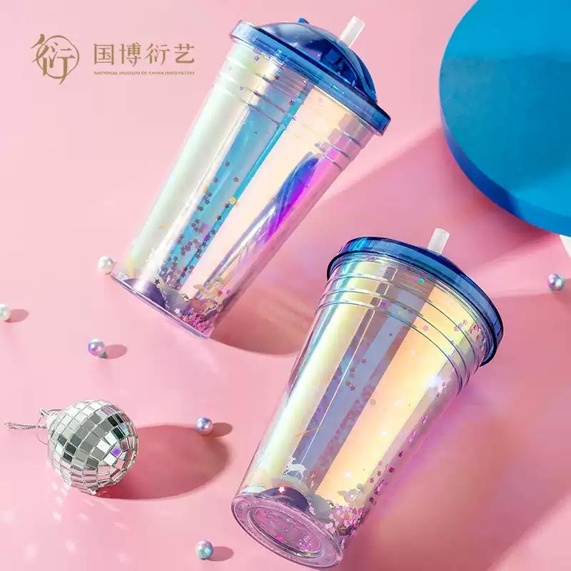 中國國家博物館一"鹿"相伴星球創(chuàng)意杯禮物漸變色炫光吸管禮品禮物