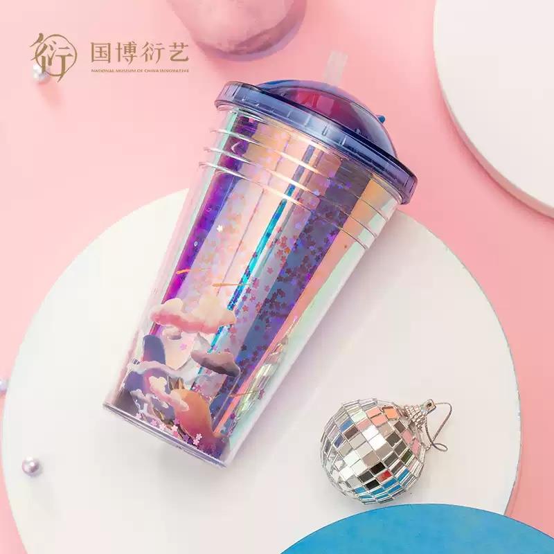 中國國家博物館一"鹿"相伴星球創(chuàng)意杯禮物漸變色炫光吸管禮品禮物