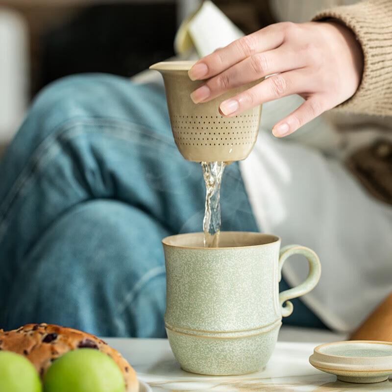 萬(wàn)仟堂（Edenus）陶瓷泡茶杯辦公杯個(gè)人專(zhuān)用高檔水杯春竹